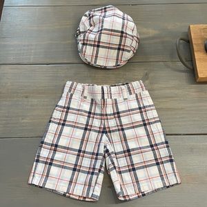 Janie and Jack Plaid Shorts & Newsboy Hat